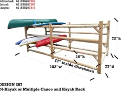 Log Kayak Rack 24-Kayak or Multiple Canoe and Kayak Storage Rack Natural