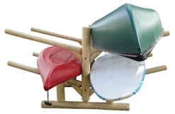 Log Kayak Rack Low 2 Canoe + 2 Kayak Rack Unfinished