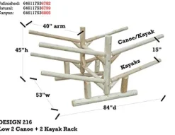 Log Kayak Rack Low 2 Canoe + 2 Kayak Rack Canyon Brown
