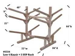 Log Kayak Rack Low 4 Kayak Plus 2 SUP Rack Canyon Brown