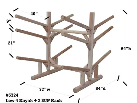 Log Kayak Rack Low 4 Kayak Plus 2 SUP Rack Canyon Brown