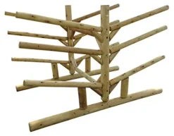 Log Kayak Rack Low 4 Kayak + 2 SUP + 2 Canoe Rack Canyon Brown