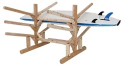 Log Kayak Rack Low 6 Place SUP and Surfboard Rack Natural