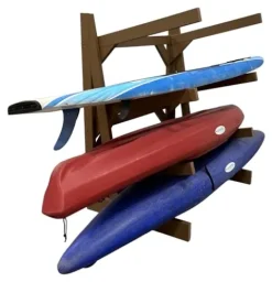 Log Kayak Rack One Sided Recycled Poly Kayak Rack Weatherproof Nutmeg Brown