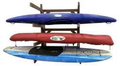 Log Kayak Rack One Sided Recycled Poly Kayak Rack Weatherproof Nutmeg Brown