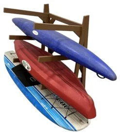 Log Kayak Rack One Sided Recycled Poly Kayak Rack Weatherproof Nutmeg Brown