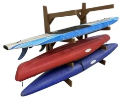 Log Kayak Rack One Sided Recycled Poly Kayak Rack Weatherproof Nutmeg Brown