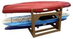 Log Kayak Rack One-Sided Recycled Poly Kayak Rack Nutmeg Brown