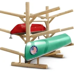 Log Kayak Rack 6-Place Freestanding Kayak/Canoe Storage Unfinished