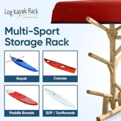 Log Kayak Rack 6-Place Freestanding Kayak/Canoe Storage Unfinished