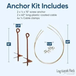 Log Kayak Rack 6-Place Freestanding Storage Rack Unfinished+ Anchor Kit