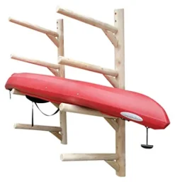 Log Kayak Rack 4-Place Kayak/SUP Wall-Mounted Rack Unfinished