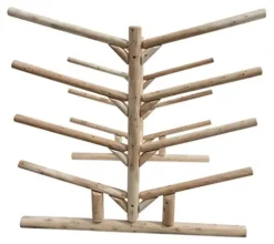 Log Kayak Rack 10-Place Kayak Rack Natural