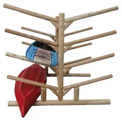 Log Kayak Rack 10-Place Kayak Rack Canyon Brown