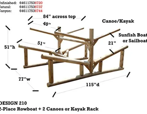 Log Kayak Rack 2-Place Rowboat Canoe/Kayak Rack Unfinished