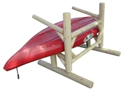 Log Kayak Rack 2-Place 1-Sided Kayak/SUP Rack Natural