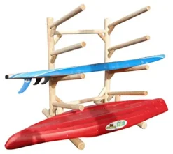 Log Kayak Rack 5-Place 1-Sided Kayak/SUP Rack Canyon Brown