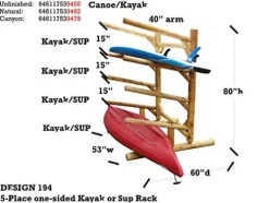 Log Kayak Rack 5-Place 1-Sided Kayak/SUP Rack Canyon Brown