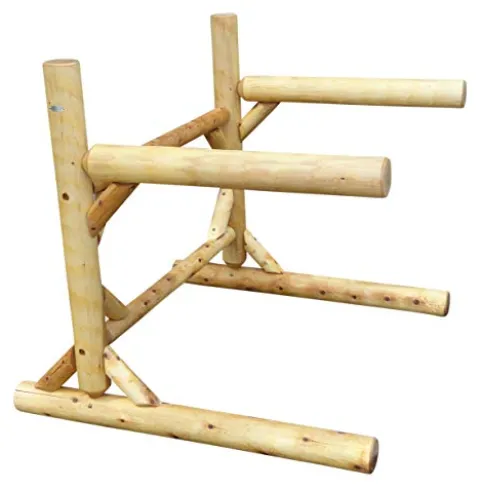 Log Kayak Rack 2-Place 1-Sided Heavy Kayak/Canoe Rack Canyon Brown