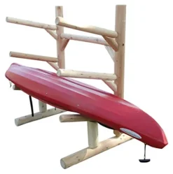Log Kayak Rack 3-Place 1-Sided Kayak/SUPS Rack Natural