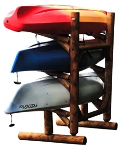 Log Kayak Rack 3-Place 1-Sided Kayak/SUPS Rack Canyon Brown