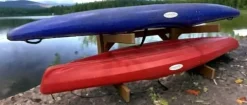 Log Kayak Rack Recycled Poly Kayak Rack Weatherproof Storage System Nutmeg Brown