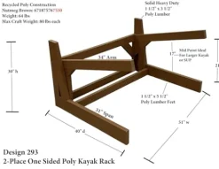 Log Kayak Rack Recycled Poly Kayak Rack Weatherproof Storage System Nutmeg Brown