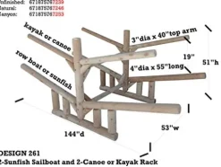 Log Kayak Rack 2-Sunfish Sailboat + 2 Canoes or Kayak Rack Unfinished