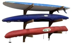 Log Kayak Rack Wall Kayak Holder Recycled Plastic Surfboard Rack Nutmeg Brown