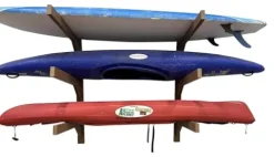 Log Kayak Rack Wall Kayak Holder Recycled Plastic Surfboard Rack Nutmeg Brown