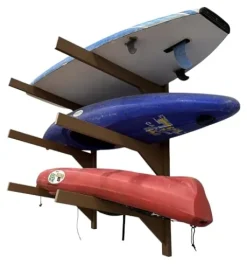 Log Kayak Rack Wall Kayak Holder Recycled Plastic Surfboard Rack Nutmeg Brown