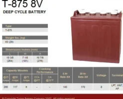 Lot of 12 Trojan T-875 8V Golf Cart Batteries