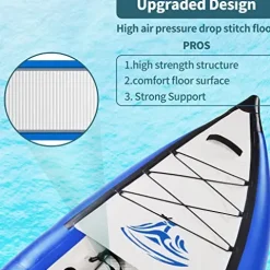 Loyaltaling Boating Equipment Inflatable Kayak Set with Paddle and Air Pump Blue and White
