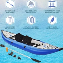 Loyaltaling Inflatable Whitewater Fishing Kayak Set Blue