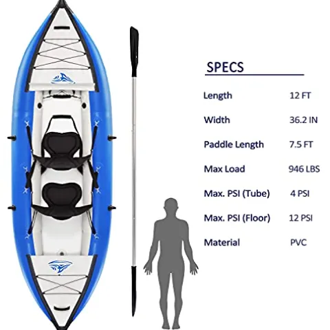 Loyaltaling Inflatable Whitewater Fishing Kayak Set Blue