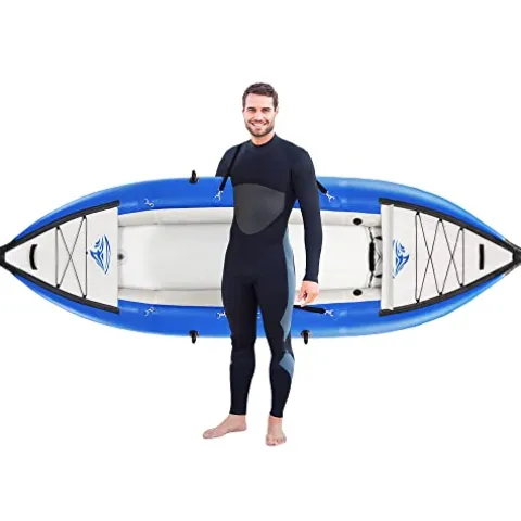 Loyaltaling Inflatable Whitewater Fishing Kayak Set Blue