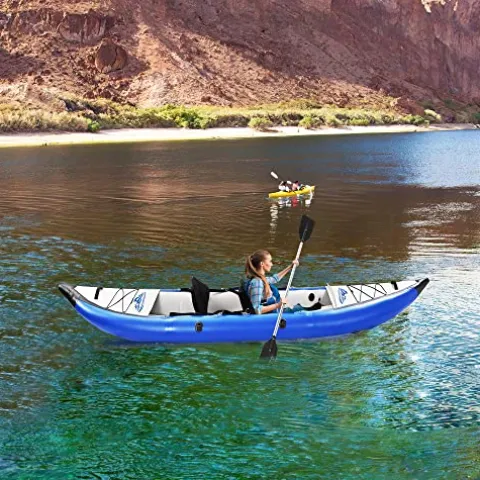 Loyaltaling Inflatable Whitewater Fishing Kayak Set Blue