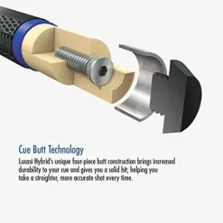 LUCASI LHC14 Pool Cue Stick Matte Black Metallic Silver Uni-loc Kamui Soft