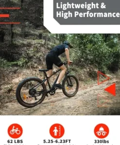 Luckeep 1200W Electric Mountain Bike with Lock, 26″ Fat Tire, 48V Battery