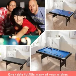 LWDUDE Upgraded 5.5 FT Portable Pool Table Blue