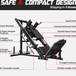 Mappding Leg Press Hack Squat Machine Black