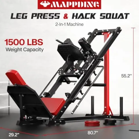 Mappding Leg Press Machine Hack Squat Equipment with Red Cushion