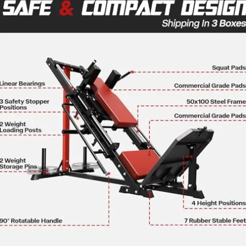 Mappding Leg Press Machine Hack Squat Equipment with Red Cushion