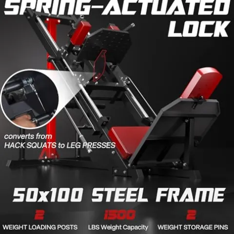 Mappding Leg Press Machine Hack Squat Equipment with Red Cushion
