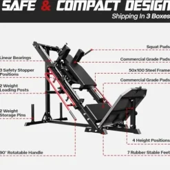 Mappding Leg Press Machine Hack Squat Equipment Red