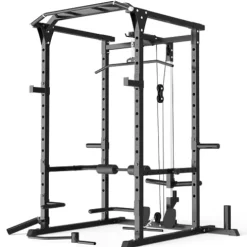 Mappding Power Cage with LAT Pulldown, Multi-Functional Squat Rack Black