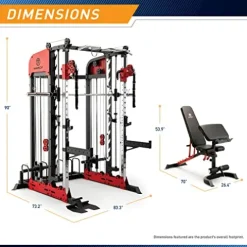 MARCY Pro Deluxe Smith Cage Home Gym System for Weight Training SM-7553 Multi