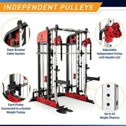 MARCY Pro Deluxe Smith Cage Home Gym System for Weight Training SM-7553 Multi