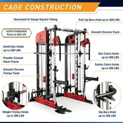 MARCY Pro Deluxe Smith Cage Home Gym System for Weight Training SM-7553 Multi