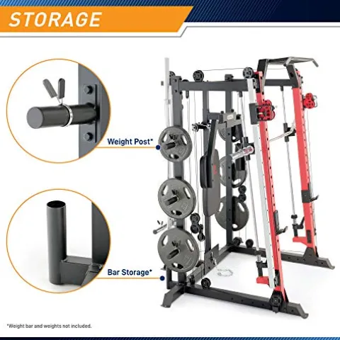 MARCY Smith Machine Cage System Home Gym Multifunction Rack SM-4033 Red
